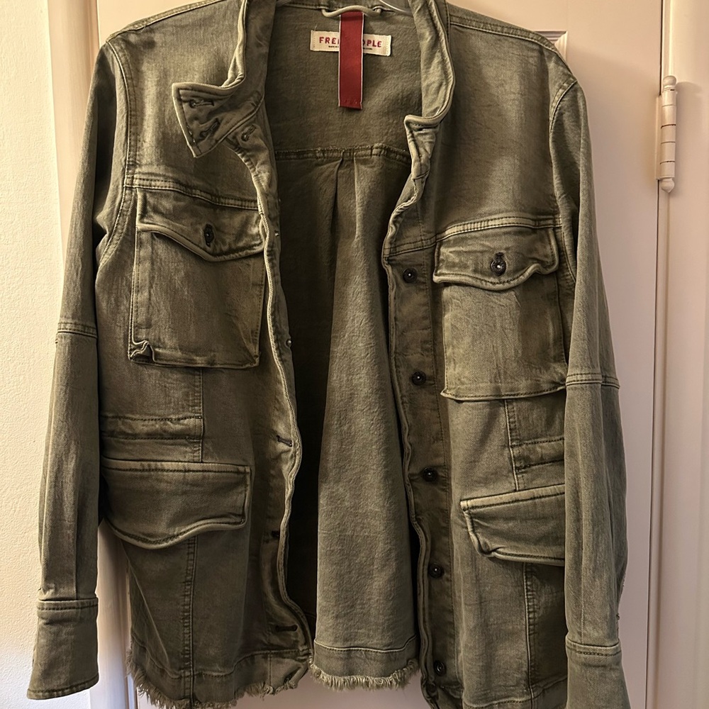 Free People Green Military Field Jacket